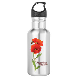 Aumento de la botella de agua de las amapolas