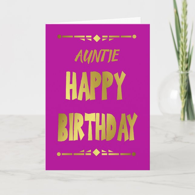Auntie Feliz cumpleaños tarjeta moderna de tipogra (Anverso)