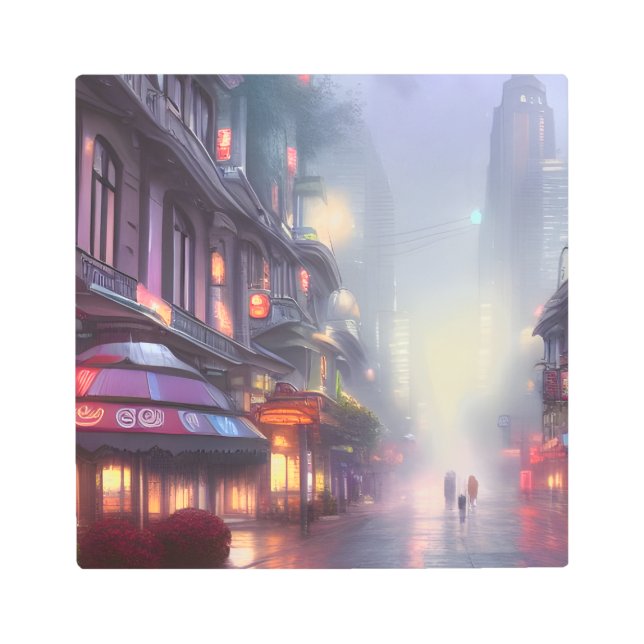 Auracore Fantasy Cityscape Arte mural Metalizado (Anverso)