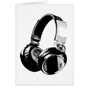 Auriculares de arte pop blanco y negro