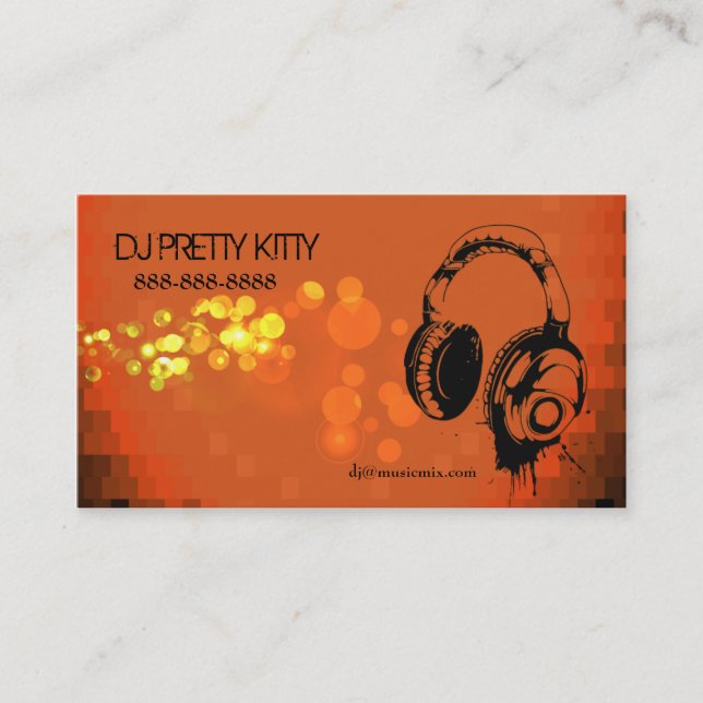 Auriculares de DJ con las tarjetas de visita (Anverso)