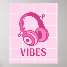 Auriculares Pink Vibes Estética Póster 24"x30"