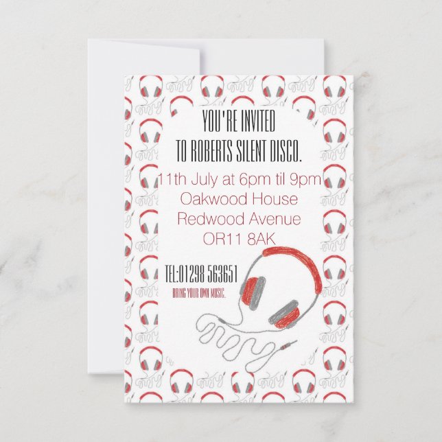 Auriculares silenciosos de la invitación del (Anverso)