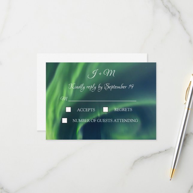 Aurora Borealis Northern Lights Stars Moderno RSVP (Anverso/Reverso In Situ)