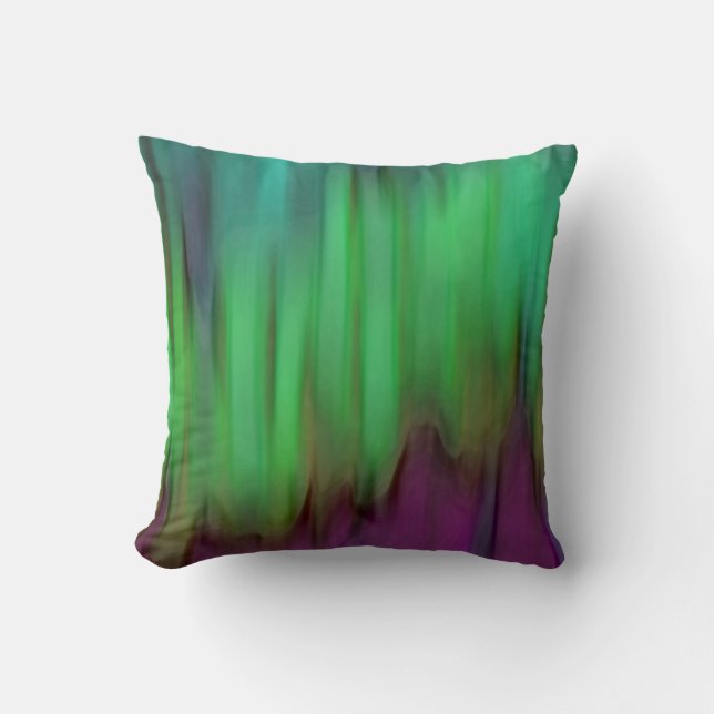 Aurora Borealis Resumen Cojín decorativo Verde (Anverso)