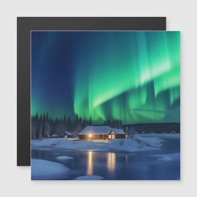 Aurora borealis sobre la cabaña de invierno (Anverso/Reverso)