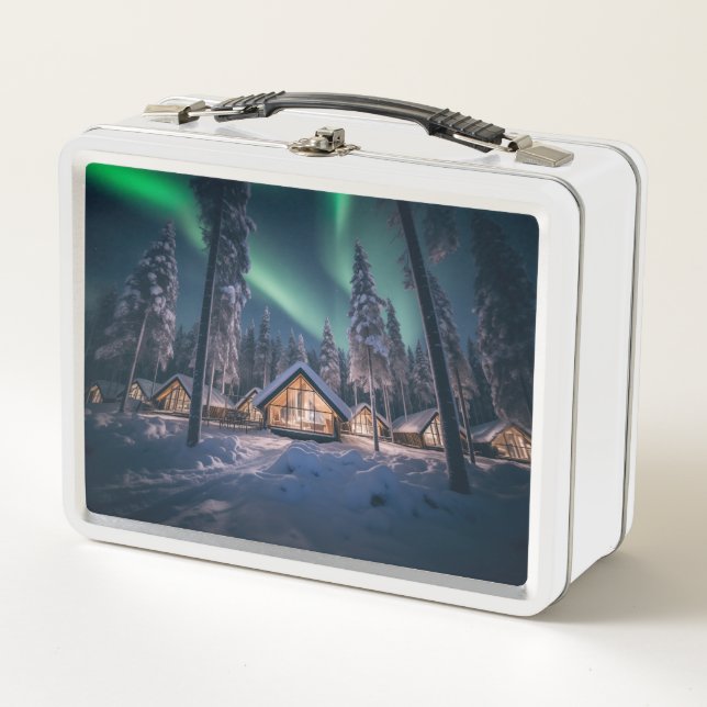 Aurora borealis sobre la cabaña de invierno (Anverso)