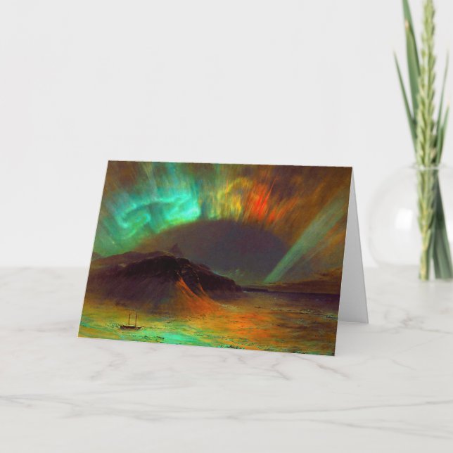 Aurora Borealis, tarjeta de Navidad de la aurora (Anverso)