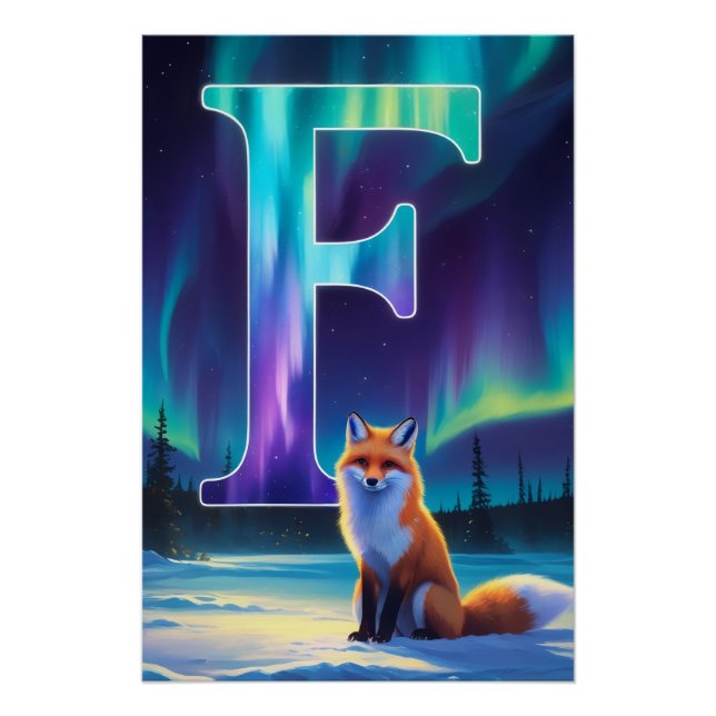 Aurora Letter F Poster | Northern Lights Art Print (Anverso)
