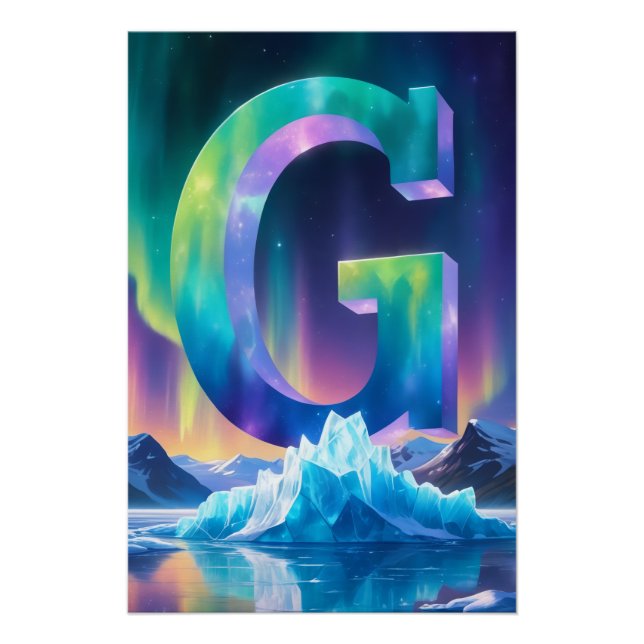 Aurora Letter G Poster | Northern Lights Art Print (Anverso)