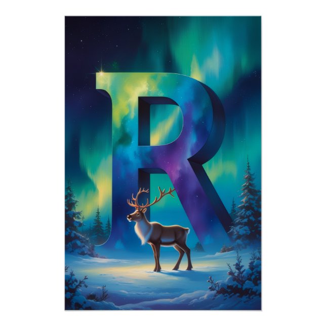 Aurora Letter R Poster | Northern Lights Art (Anverso)