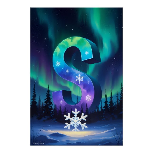 Aurora Letter S Poster | Northern Lights Art (Anverso)