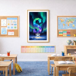 Aurora Letter S Poster | Northern Lights Art