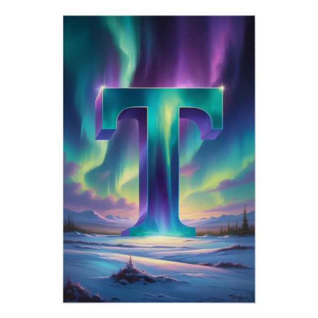Aurora Letter T Poster | Northern Lights Art (Anverso)