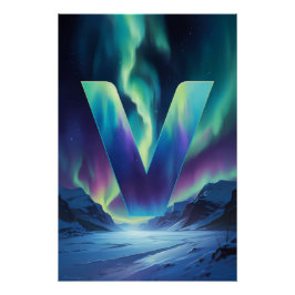 Aurora Letter V Poster | Northern Lights Art