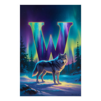 Aurora Letter W Poster | Northern Lights Art