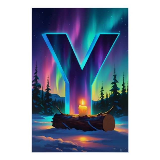 Aurora Letter Y Poster | Northern Lights Art (Anverso)
