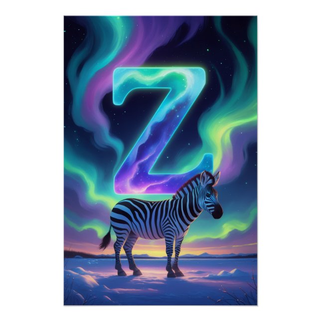 Aurora Letter Z Poster | Northern Lights Art (Anverso)