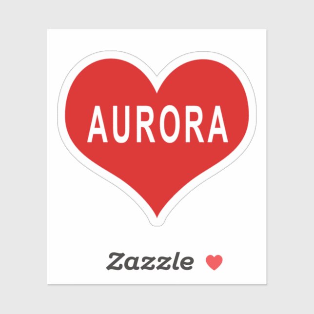 AURORA NOMBRE Red Love Heart Vinyl Pegatina (Hoja)