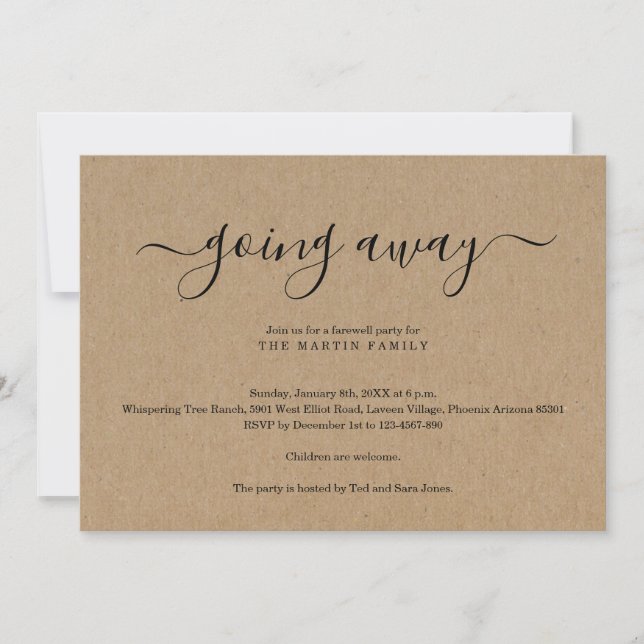 Ausente invitación de fiesta | Rustic Kraft (Anverso)