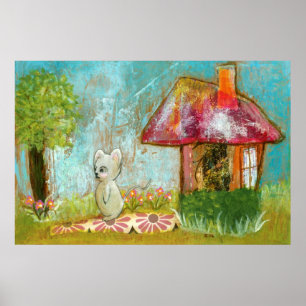 Auspicioso día, caprichoso Woodland Mouse arte pop