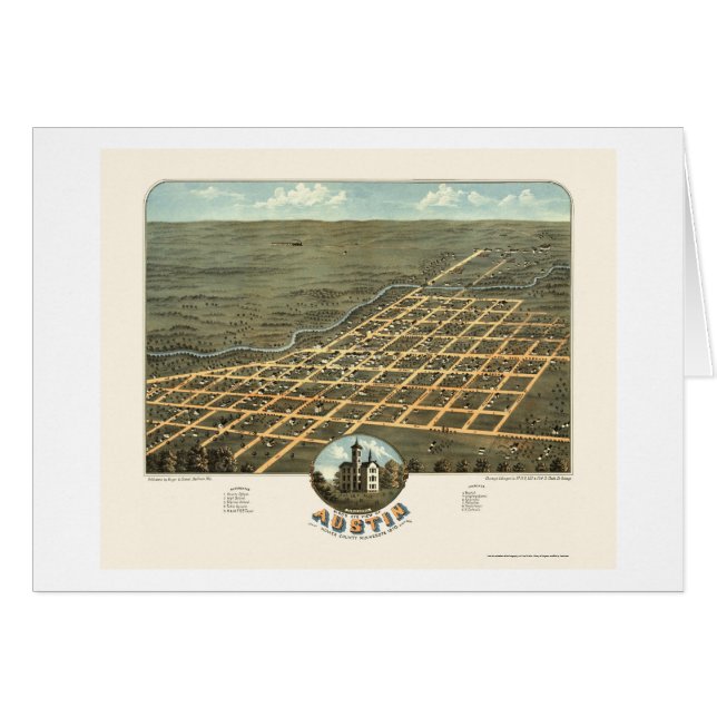 Austin, mapa panorámico del manganeso - 1870 (Anverso (Horizontal))