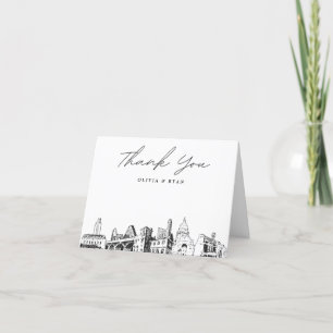 Austin Skyline Sketch Blank Gracias Tarjeta