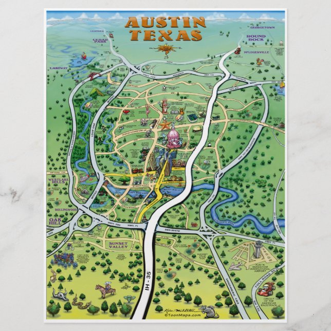 Austin Texas Personalizado Map Flyer (Frente)