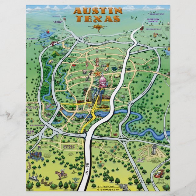 Austin Texas Personalizado Map Flyer (Frente)
