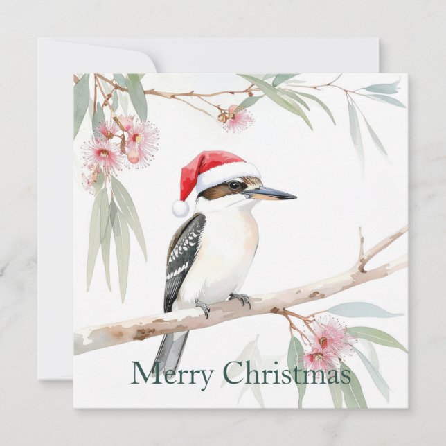 Australia Kookaburra Santa hat Feliz Navidad (Anverso)