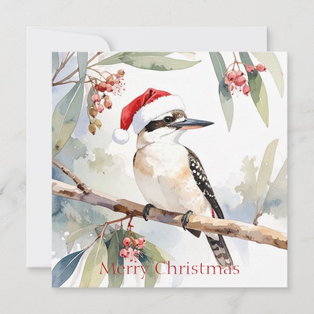 Australia Kookaburra Santa hat Feliz Navidad (Anverso)