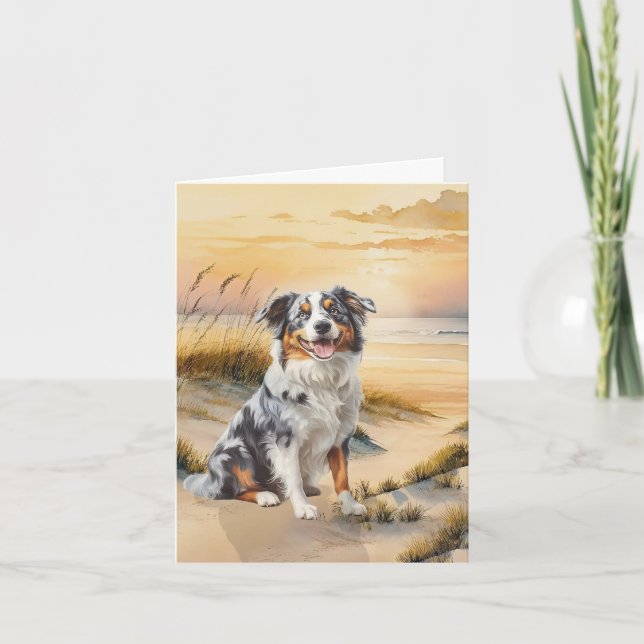 Australian Shepherd in a Beach Cove (Anverso)