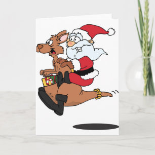 Australiano Santa que monta un canguro del navidad