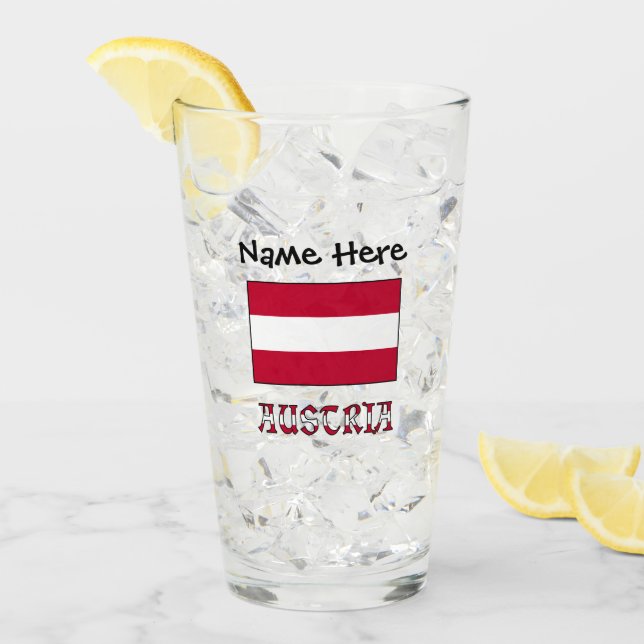 Austria y Bandera Austriaca Vidrio Personalizado (Anverso (hielo))
