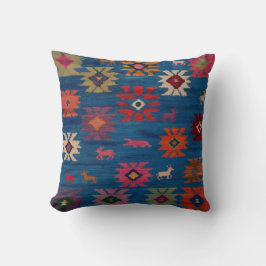 Auténticas almohadas de kilim azul: arte tejido a 