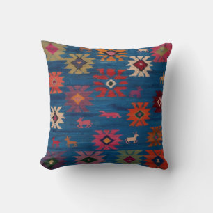 Auténticas almohadas de kilim azul: arte tejido a