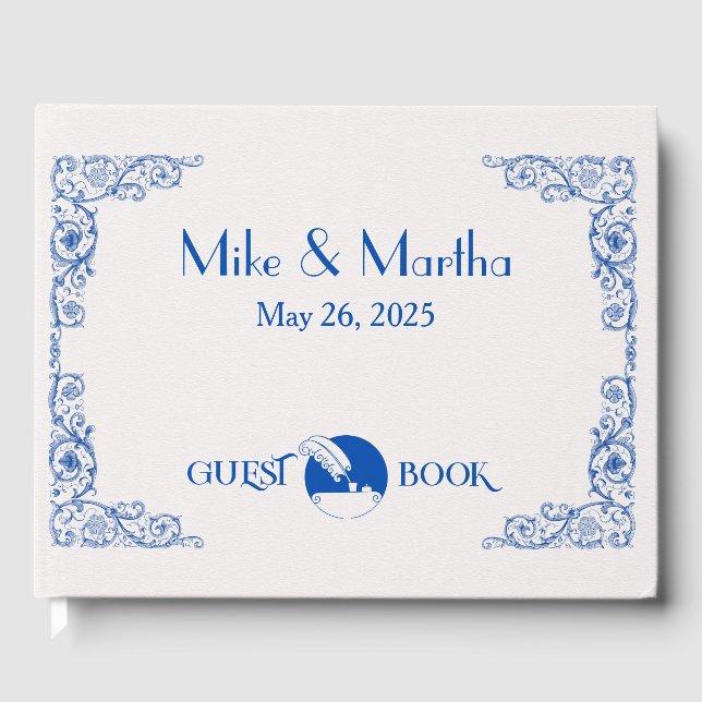 Auténtico libro de huéspedes de Boda Art Decó Vint (Anverso)