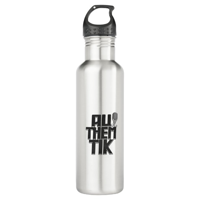 Authemtik Black Logo Botella de agua de acero inox (Anverso)