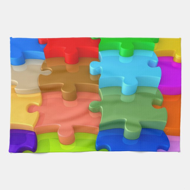 Autism Awareness Kitchen Toalla Multicolor 3DPuzzl (Horizontal)
