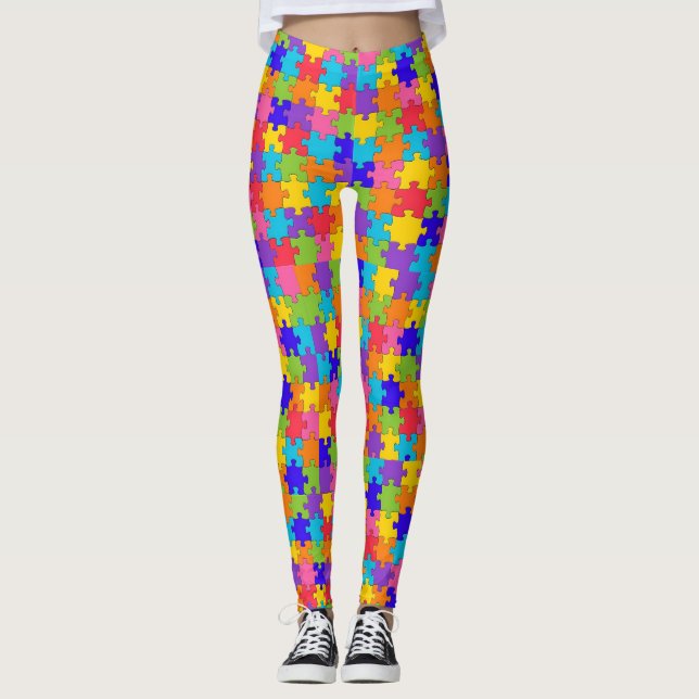 Autism Awareness Puzzle Piece Leggings (Anverso)