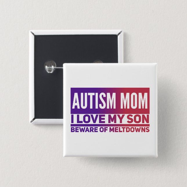 AutismMom - botón cuadrado (Anverso y reverso)