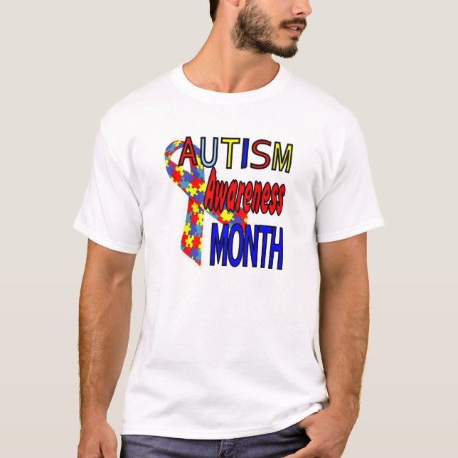 Autismo Conciencia Mes más camiseta tamaño (Anverso)