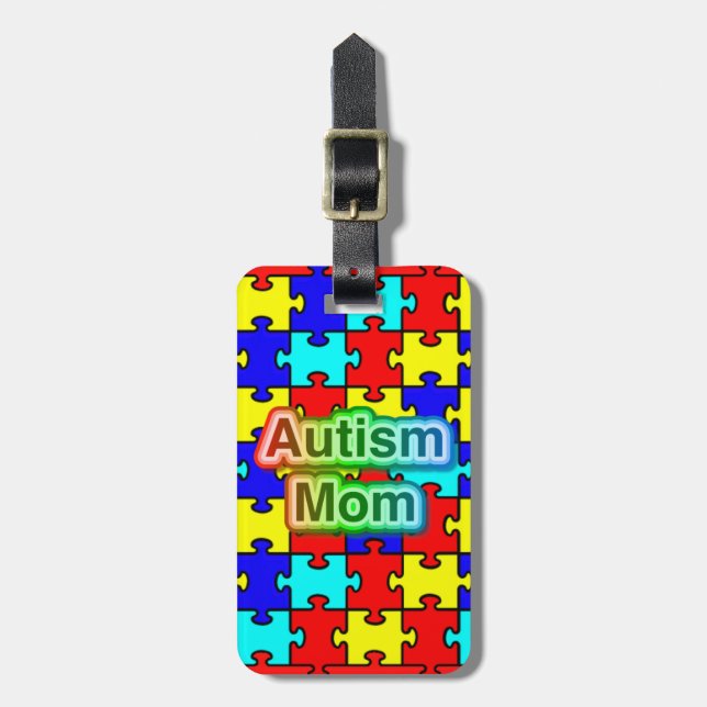 Autismo Etiqueta de equipaje de mamá personalizado (Frente Vertical)