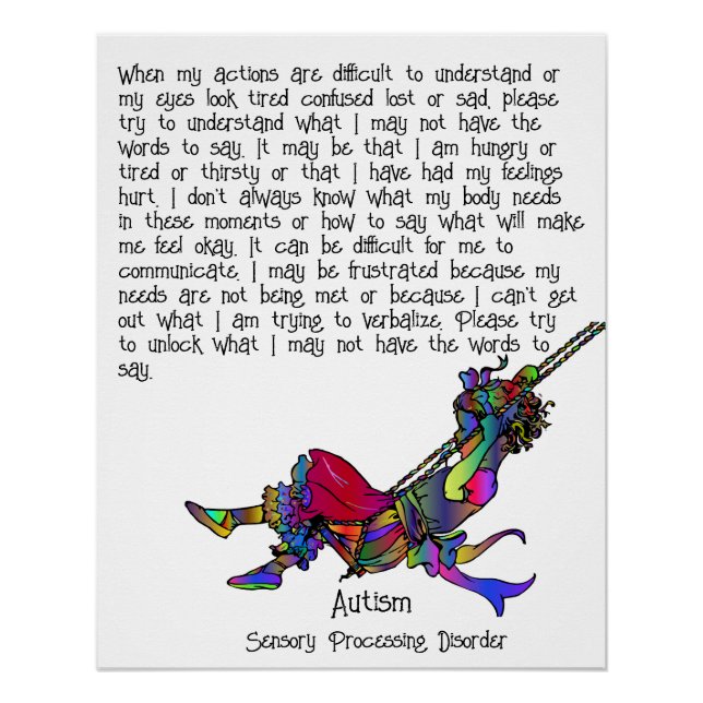 Autismo: Poster (chica) del trastorno de procesami (Anverso)