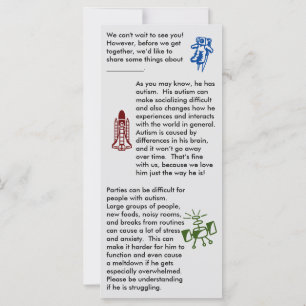 Autismo Reúne Tarjeta plana de niño