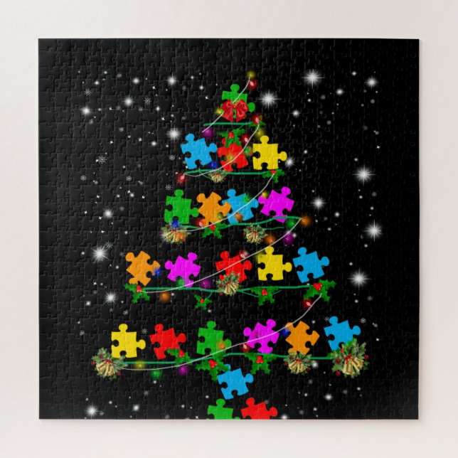 autista| Árbol de Navidad del puzzle del autismo (Vertical)
