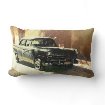 Auto americano en La Habana, almohada de Cuba
