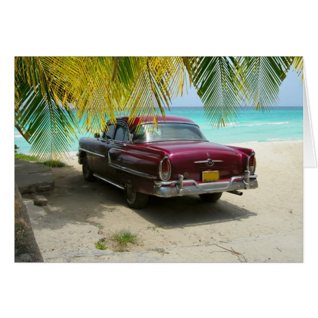 Auto antiguo en la playa de Cuba (Anverso (Horizontal))