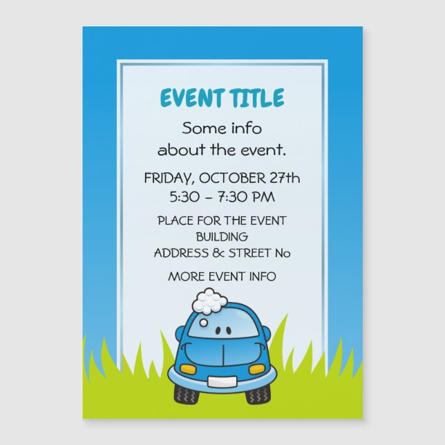 Auto azul con burbujas (Anverso)