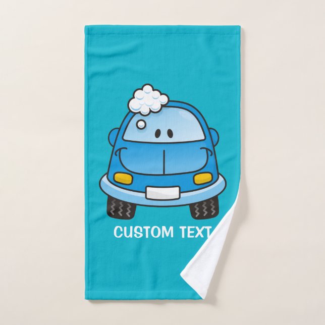 Auto azul con burbujas (Toalla de mano)